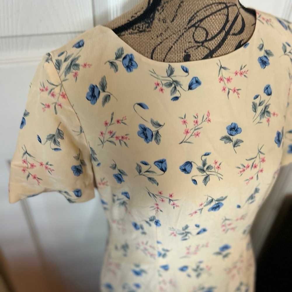 Vintage Parisian Signature 100% Silk Tea Dress Ye… - image 5