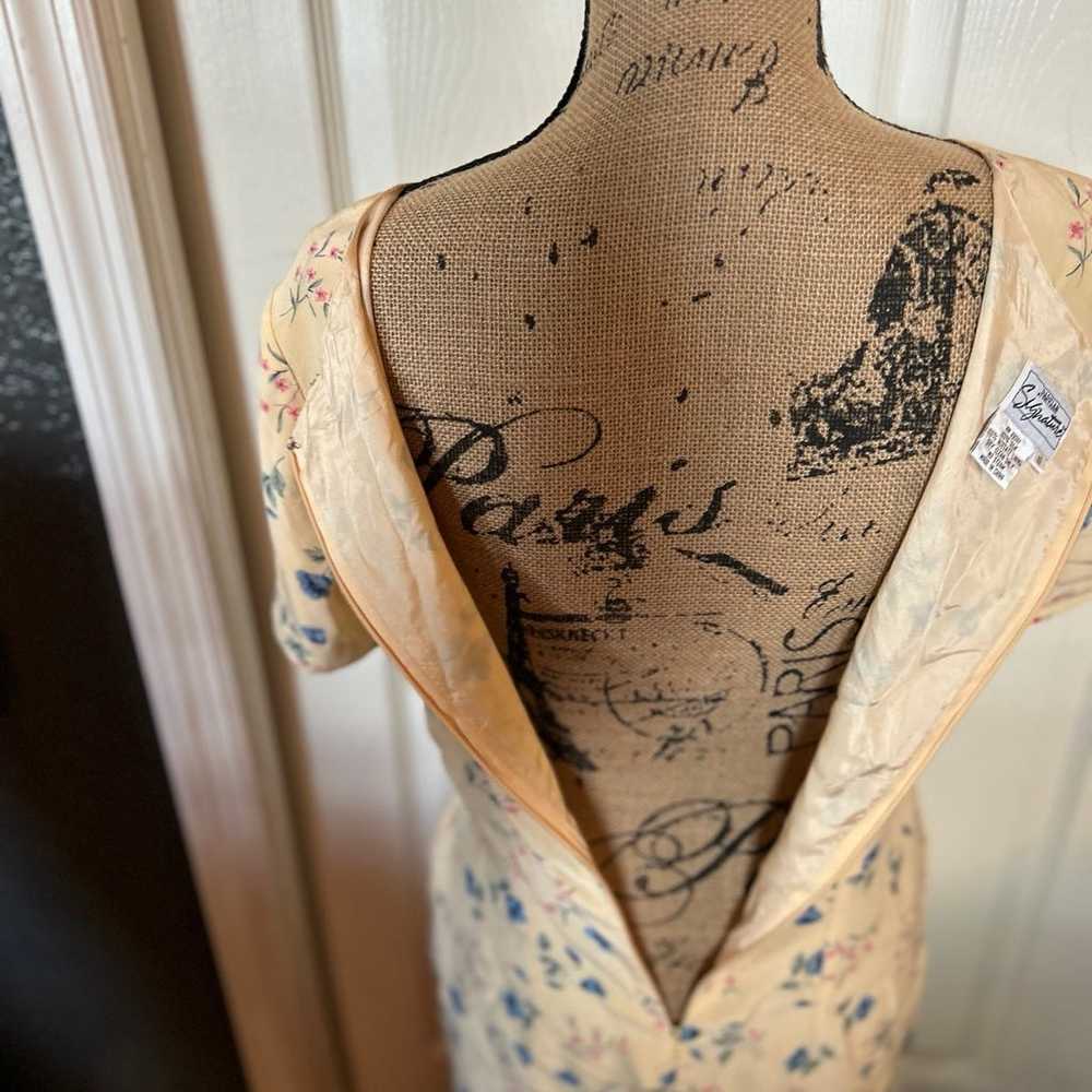 Vintage Parisian Signature 100% Silk Tea Dress Ye… - image 8
