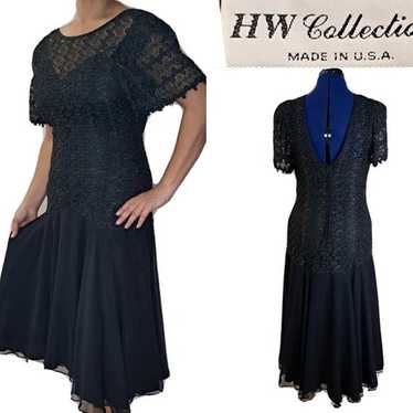 HW Collections Vintage Lace Chiffon Fit/Flare Dre… - image 1