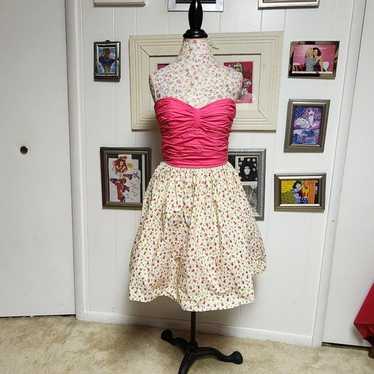 Vintage Betsey Johnson strapless ditsy floral dres