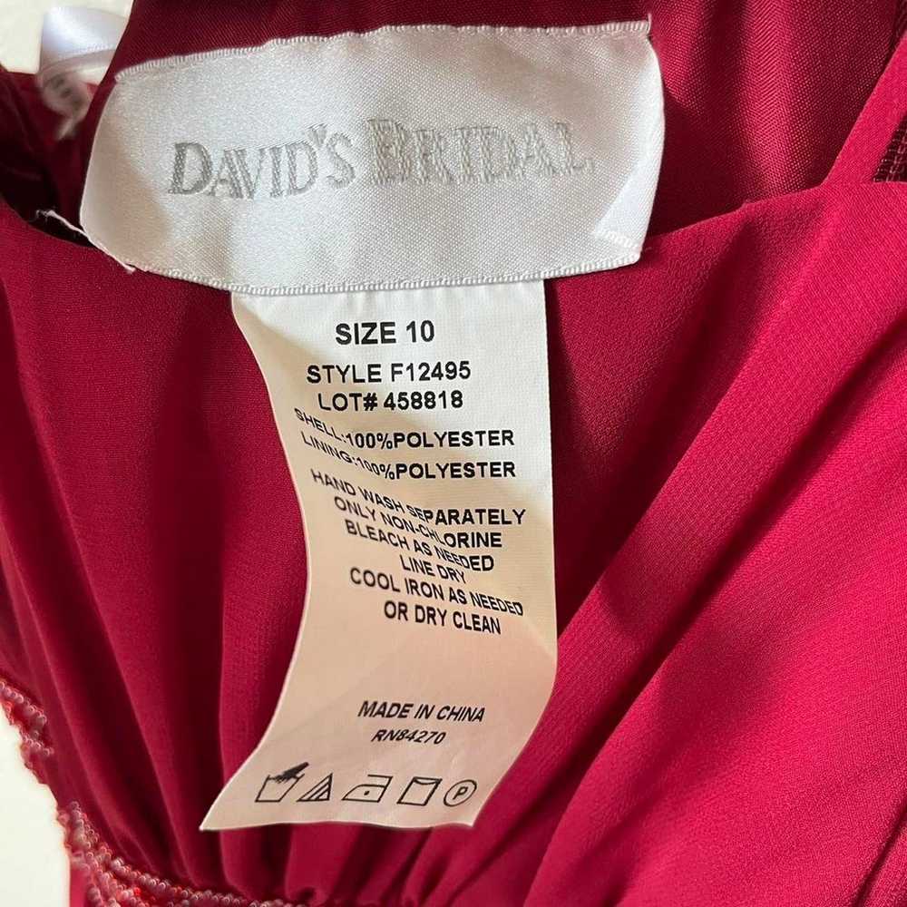 VINTAGE David's Bridal Red A-line Beaded Formal B… - image 3