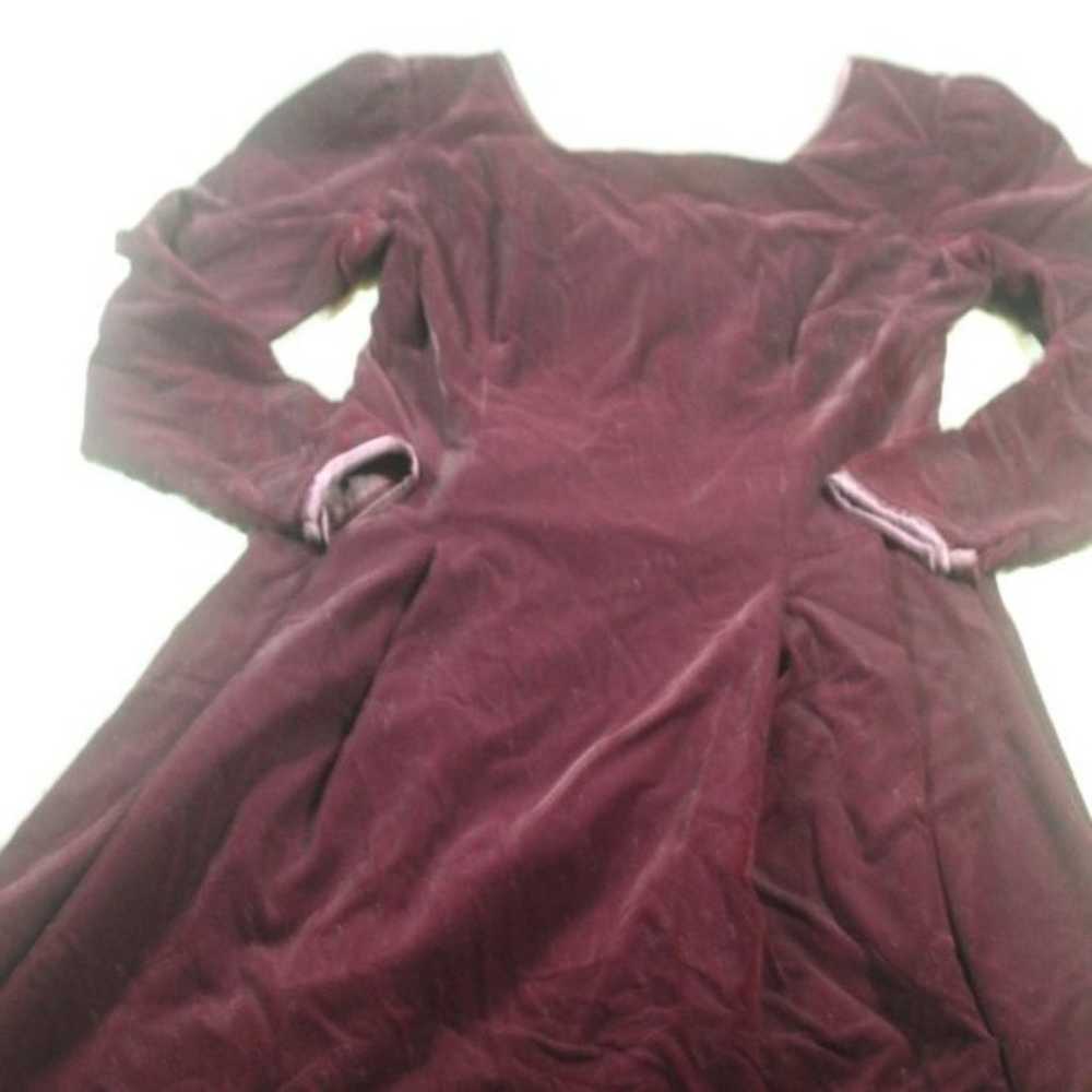 Vintage Maggie London Dark Maroon Velvet Dress - image 1