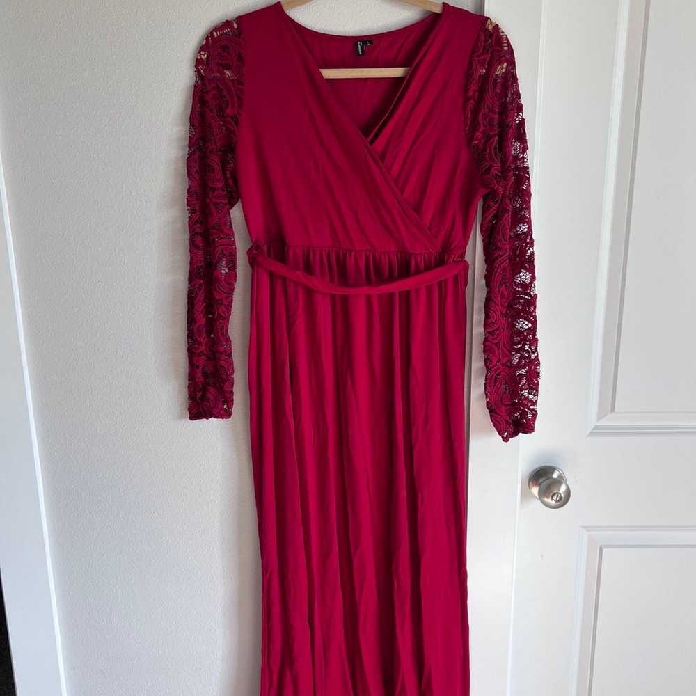 Zattcas Women' Vintage Lace Long Sleeve Maxi Dress - image 2