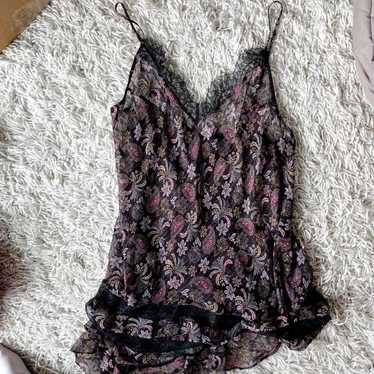 VINTAGE Victoria's Secret Lacy Black Floral Paisl… - image 1