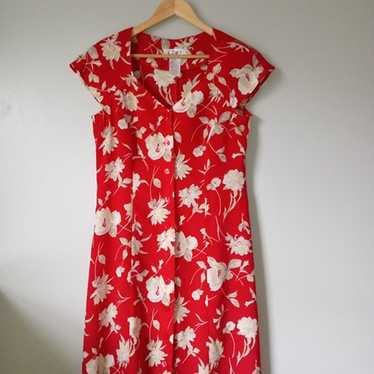 Vintage Clues Red Hawaiian Style Petite Dress - image 1