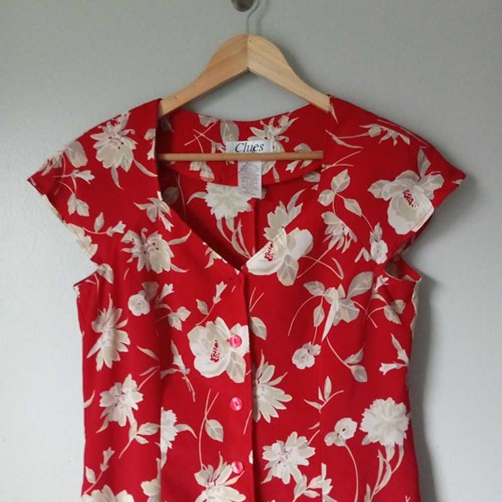 Vintage Clues Red Hawaiian Style Petite Dress - image 2