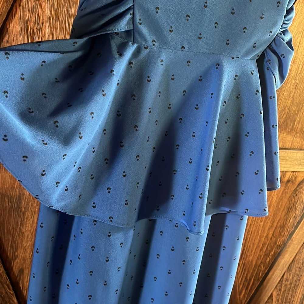 Vintage Polka Dot Blue Black Lace Dress Peplum Ti… - image 5