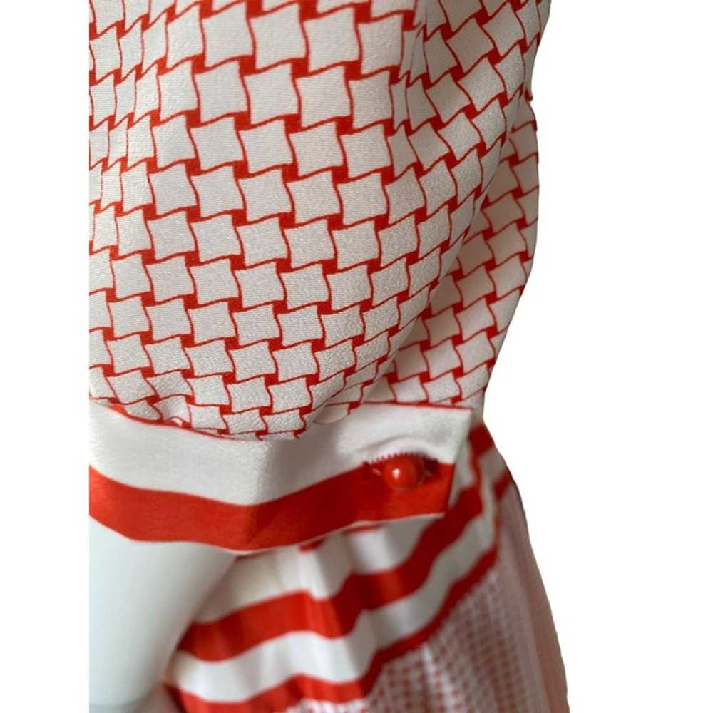 VINTAGE 70'S PERCEPTIONS RED WHITE PLEATED DRESS … - image 5