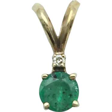 10K Emerald and Diamond Pendant