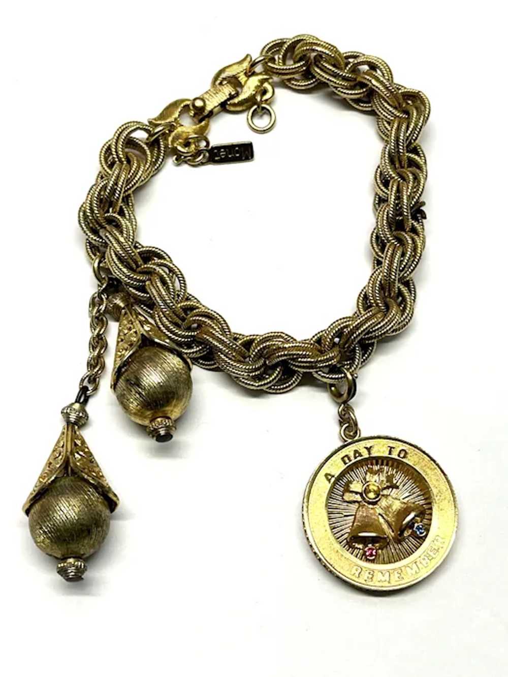 Vintage Monet Gold Charm Bracelet - image 2
