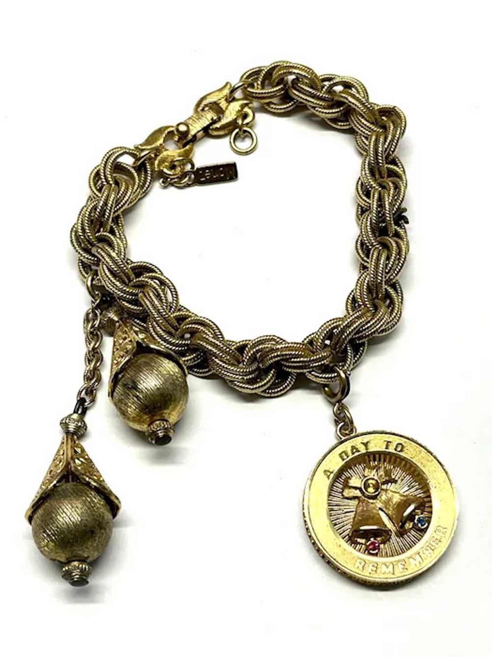 Vintage Monet Gold Charm Bracelet - image 3