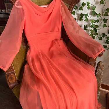 Vintage 70s Miss Elliette Peach Dream Dress - image 1