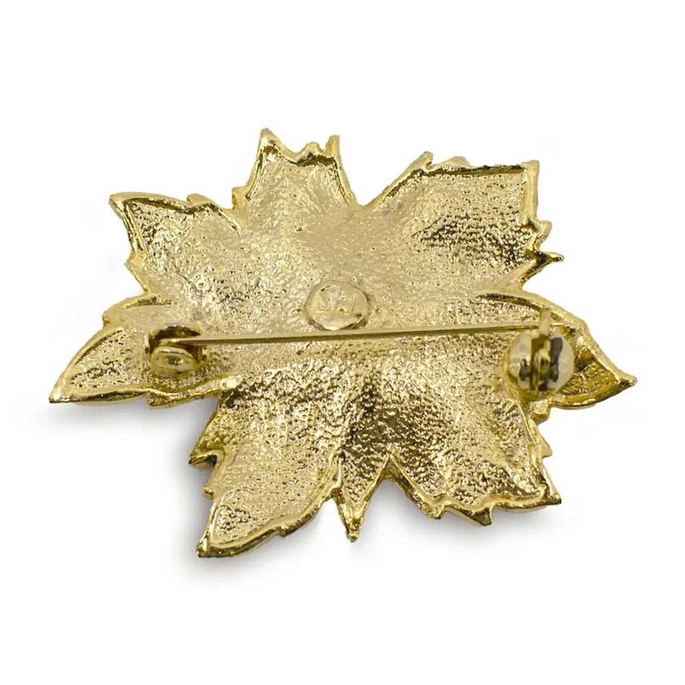 1970s Enamel Poinsettia Pin - image 4