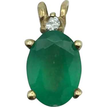 14K Emerald and Diamond Pendant