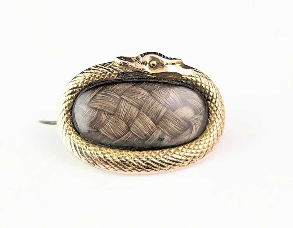 Antique Georgian Ouroboros mourning brooch, 9k go… - image 11