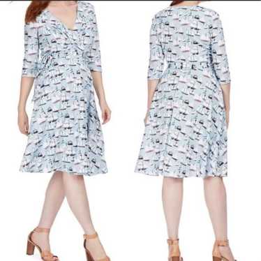 Unique Vintage Sailboat print Wrap Dress - image 1