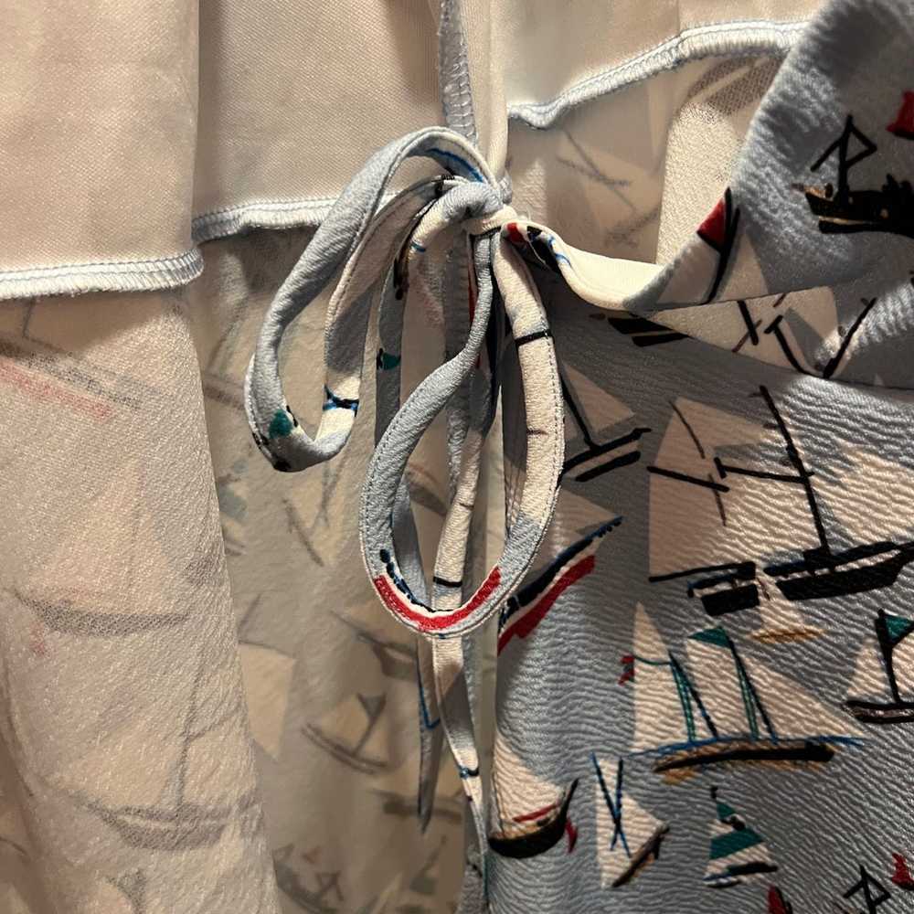 Unique Vintage Sailboat print Wrap Dress - image 7