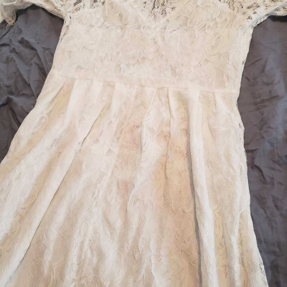 vintage white dress plus size 3/4 sleeve - image 1