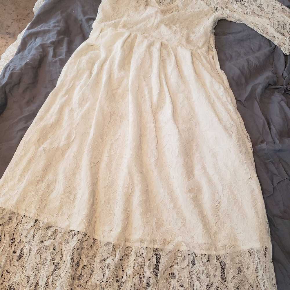 vintage white dress plus size 3/4 sleeve - image 3