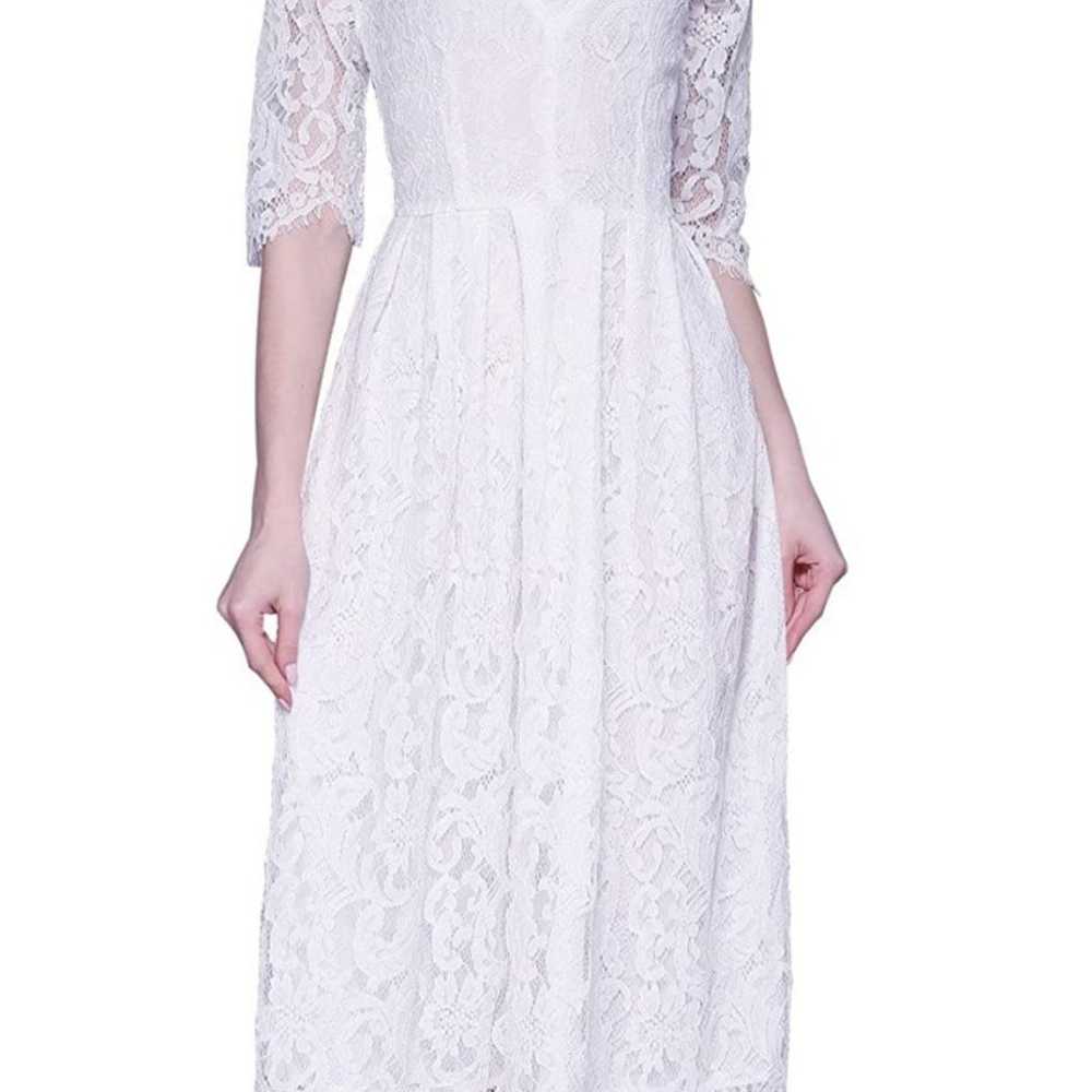 vintage white dress plus size 3/4 sleeve - image 7