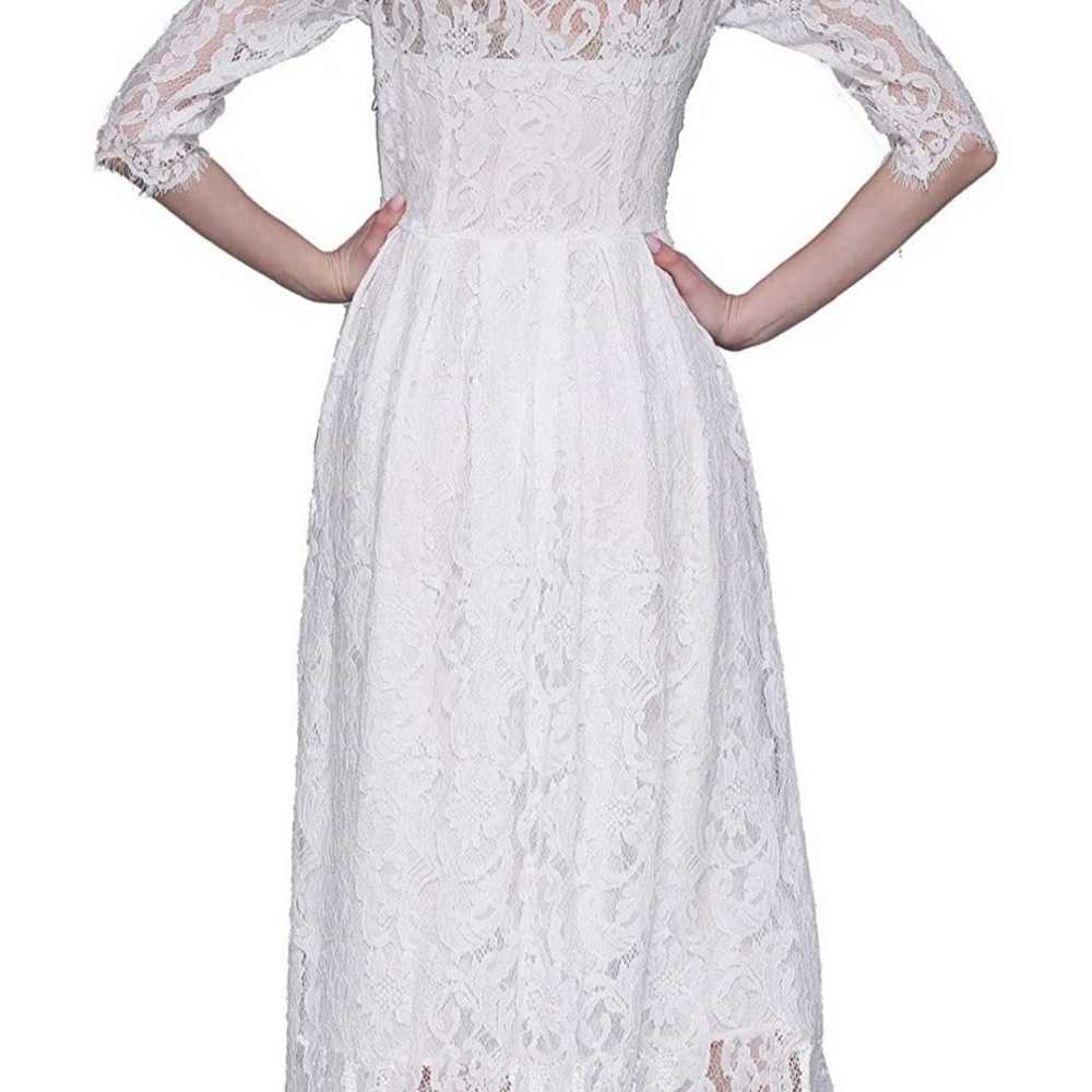 vintage white dress plus size 3/4 sleeve - image 8