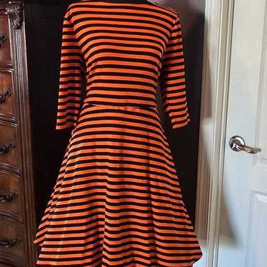 Unique Vintage Black Orange Nicole Swing Dress