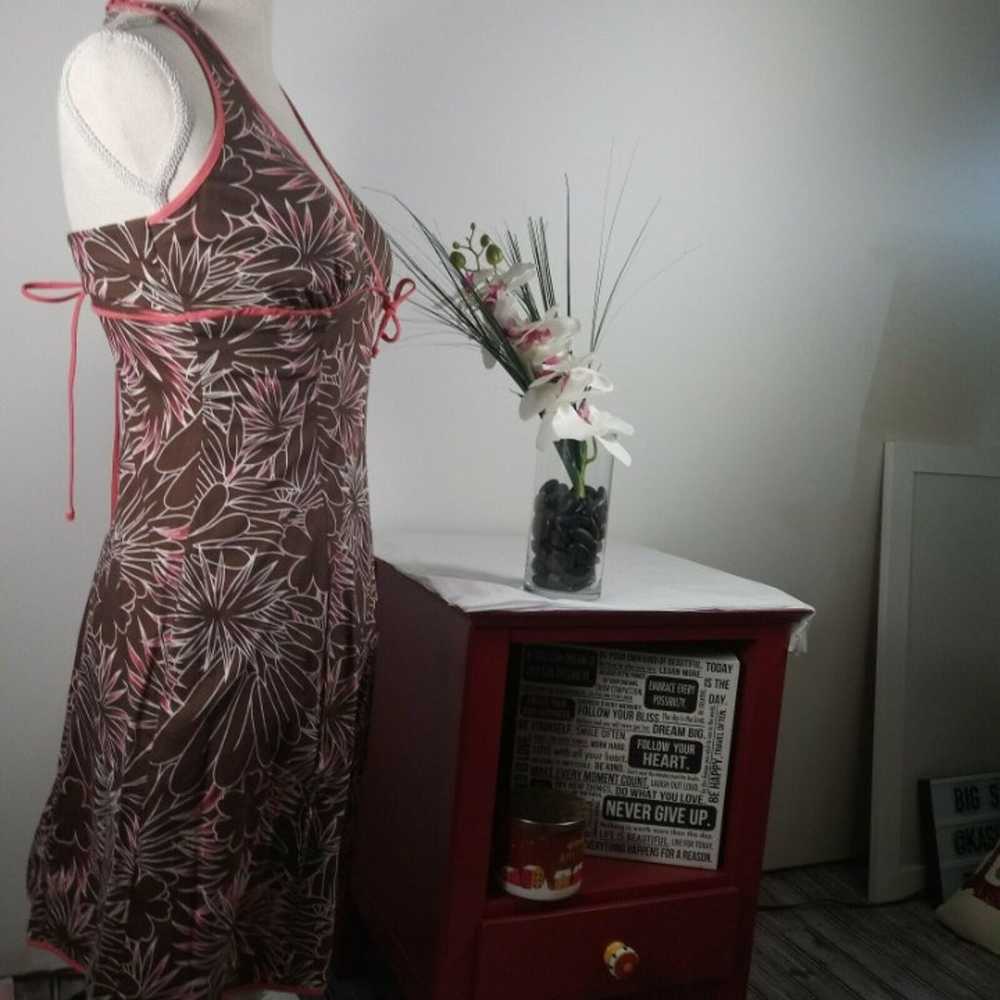 Vintage Speechless Deep V Floral Dress XS Brown P… - image 3