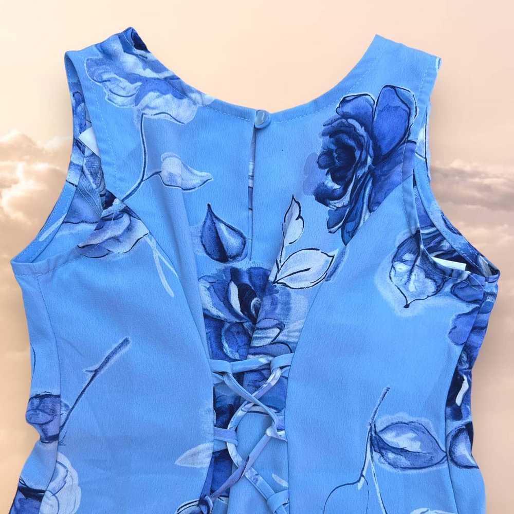 Vintage Sweet Flower baby blue midi dress - image 2