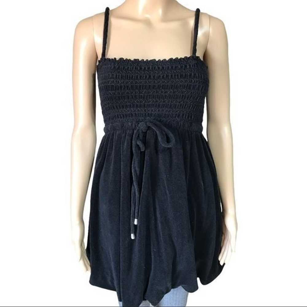 Vtg 90s Y2K Juicy Couture black terrycloth ruched… - image 1