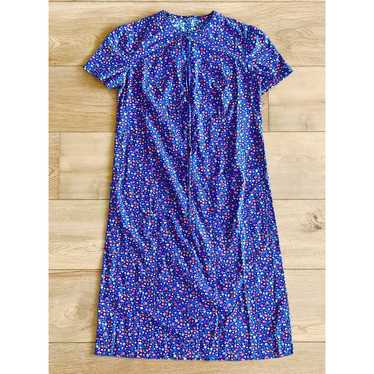 Vintage 60s Mod Blue Ditzy Floral Dress - image 1