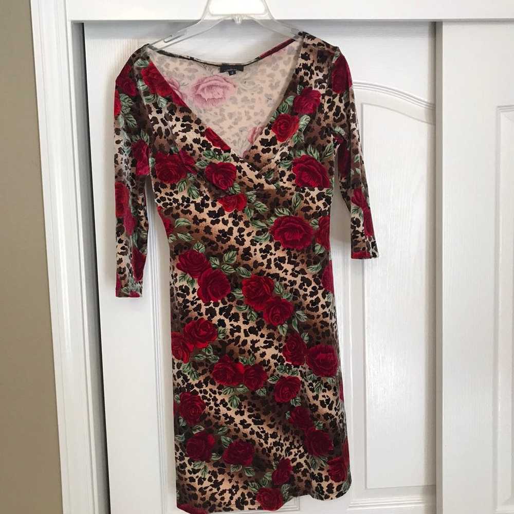 Vintage y2k cheetah and rose dress - image 1