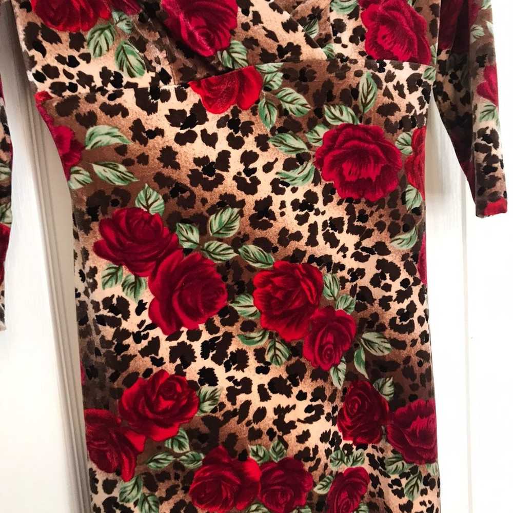 Vintage y2k cheetah and rose dress - image 2