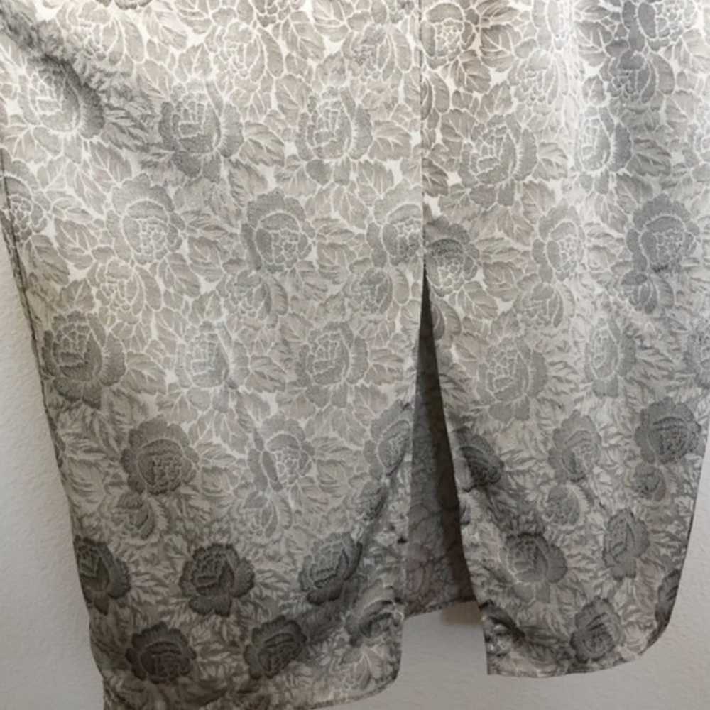 Vintage Gray Floral Midi Ruffle Sleeve Dress Size… - image 6