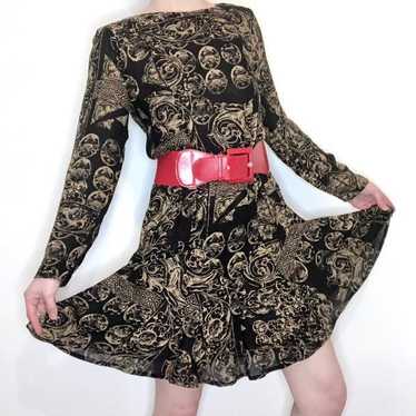 Vintage black and brown dress - image 1