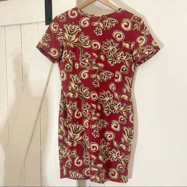 Vintage 90’s floral patterned 100% silk red mini … - image 1