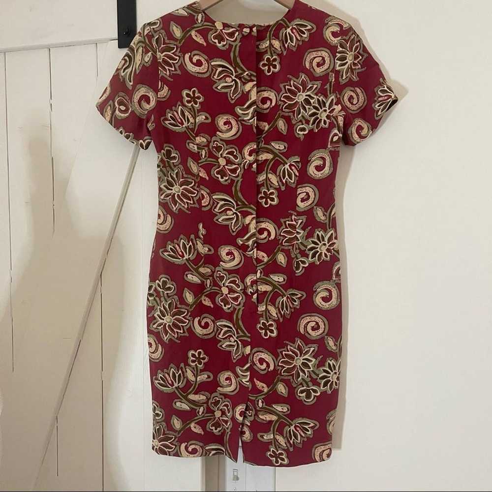 Vintage 90’s floral patterned 100% silk red mini … - image 2