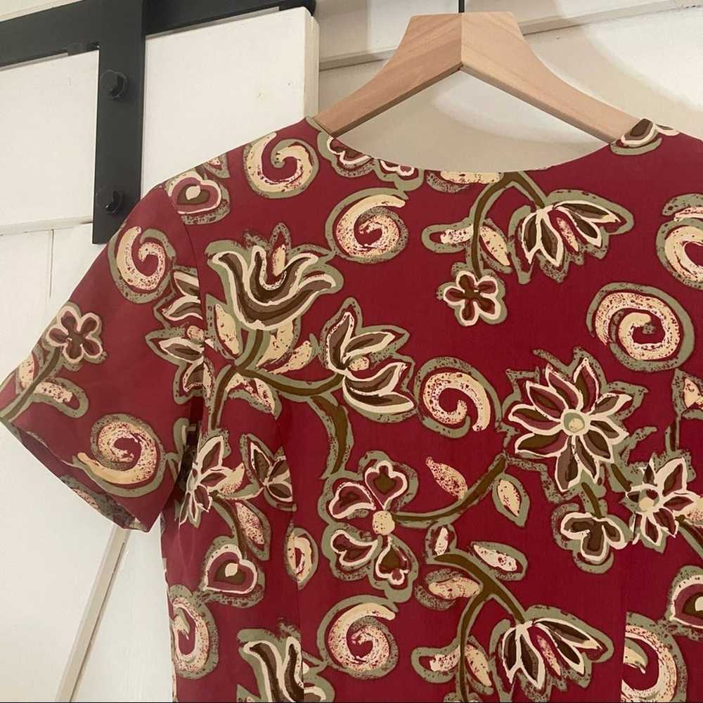 Vintage 90’s floral patterned 100% silk red mini … - image 3