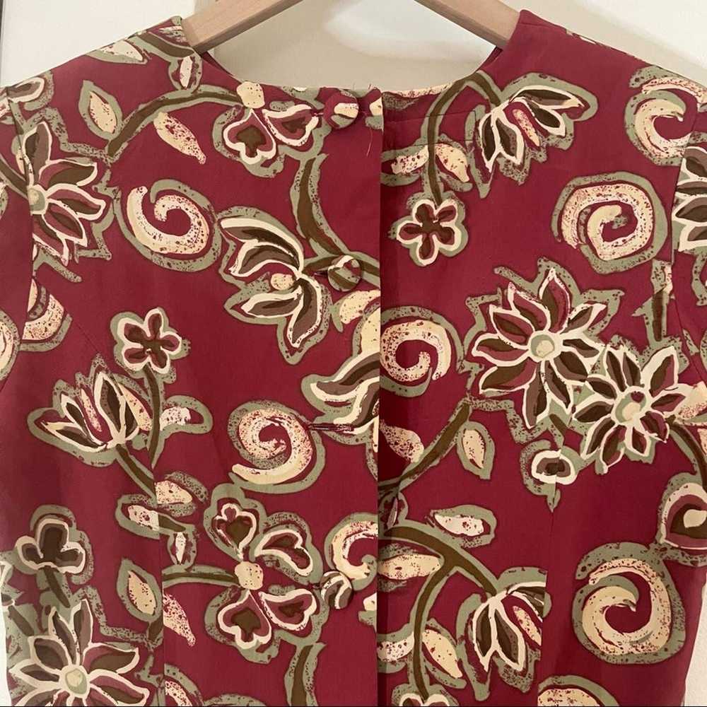 Vintage 90’s floral patterned 100% silk red mini … - image 4