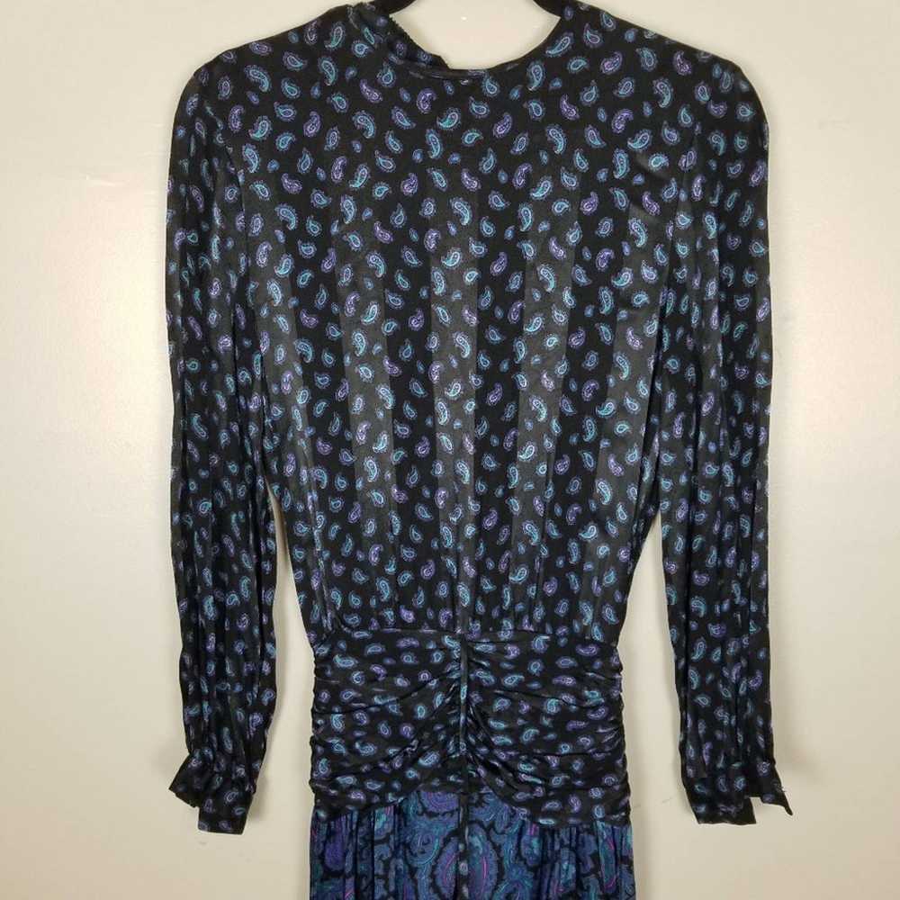 Vintage Ronnie Heller blue paisley midi dress, si… - image 2