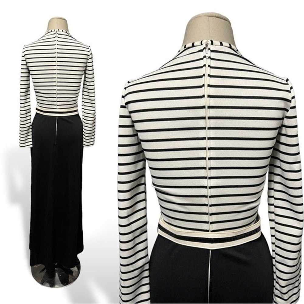 Black White Stripe 70s Vintage Long Sleeve Maxi D… - image 2