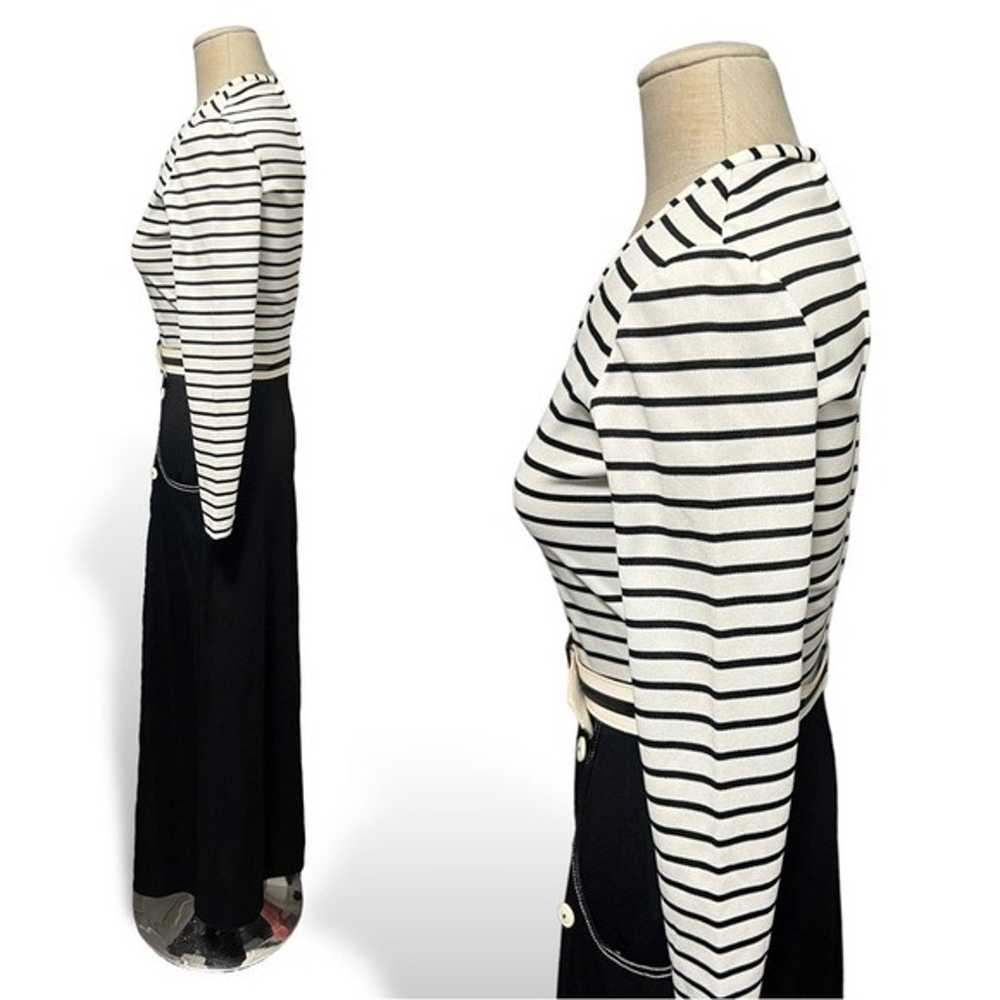 Black White Stripe 70s Vintage Long Sleeve Maxi D… - image 4