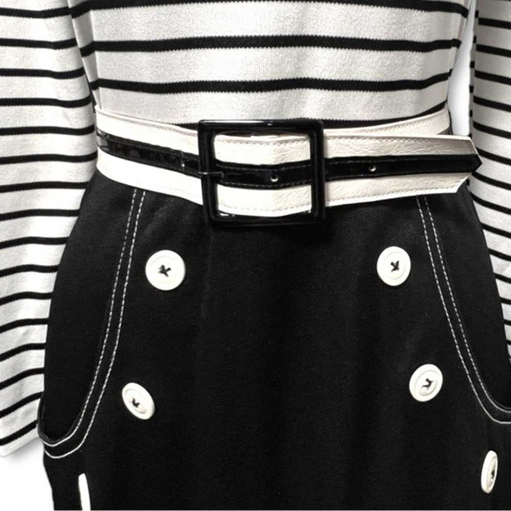 Black White Stripe 70s Vintage Long Sleeve Maxi D… - image 5