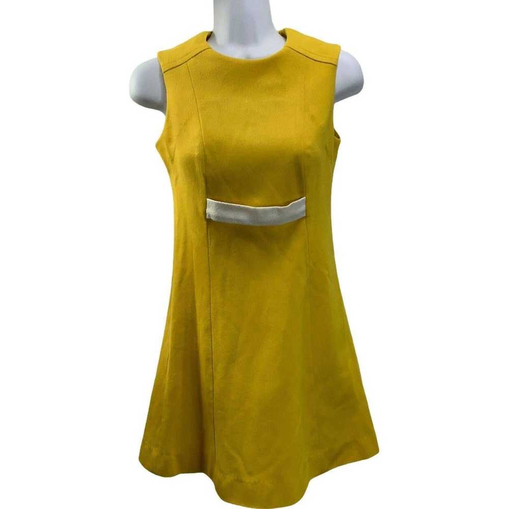 Vtg 1960s Bright Yellow Sheath Dress & Jacket Fit… - image 4