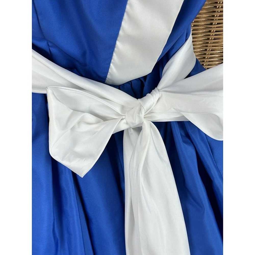 Vintage Prom Dress Royal Blue White 1980 Puff Tea… - image 3