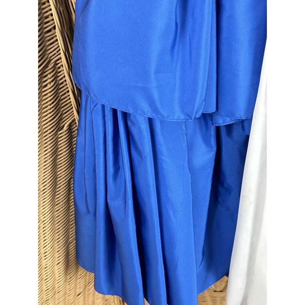 Vintage Prom Dress Royal Blue White 1980 Puff Tea… - image 4