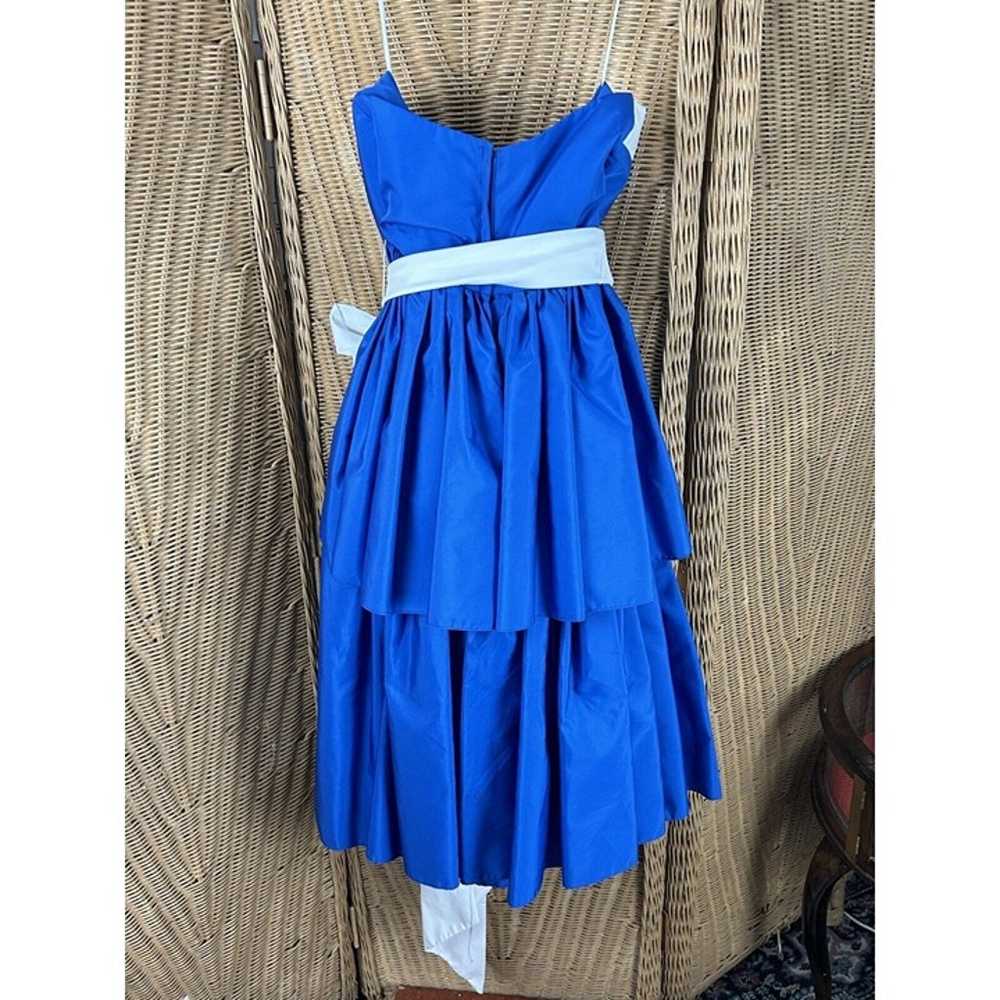 Vintage Prom Dress Royal Blue White 1980 Puff Tea… - image 6