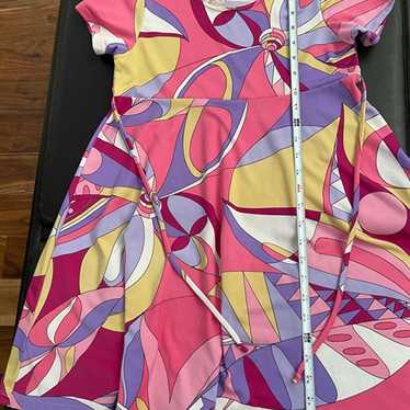 Pucci Dress 1960s Mini with Pink Op Art Print - S… - image 1