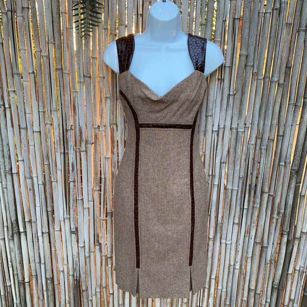 Vintage 90’s Bebe Womens Brown Wool Embossed Leat… - image 2