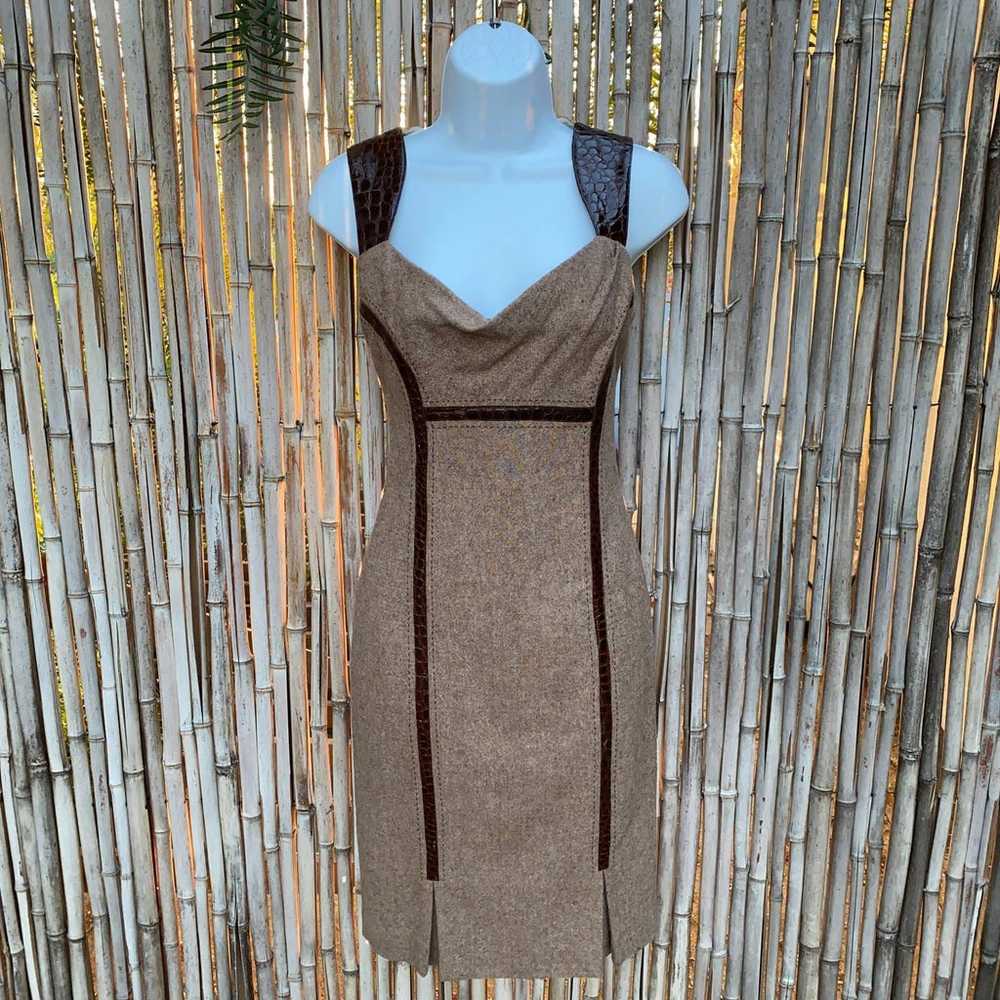 Vintage 90’s Bebe Womens Brown Wool Embossed Leat… - image 5