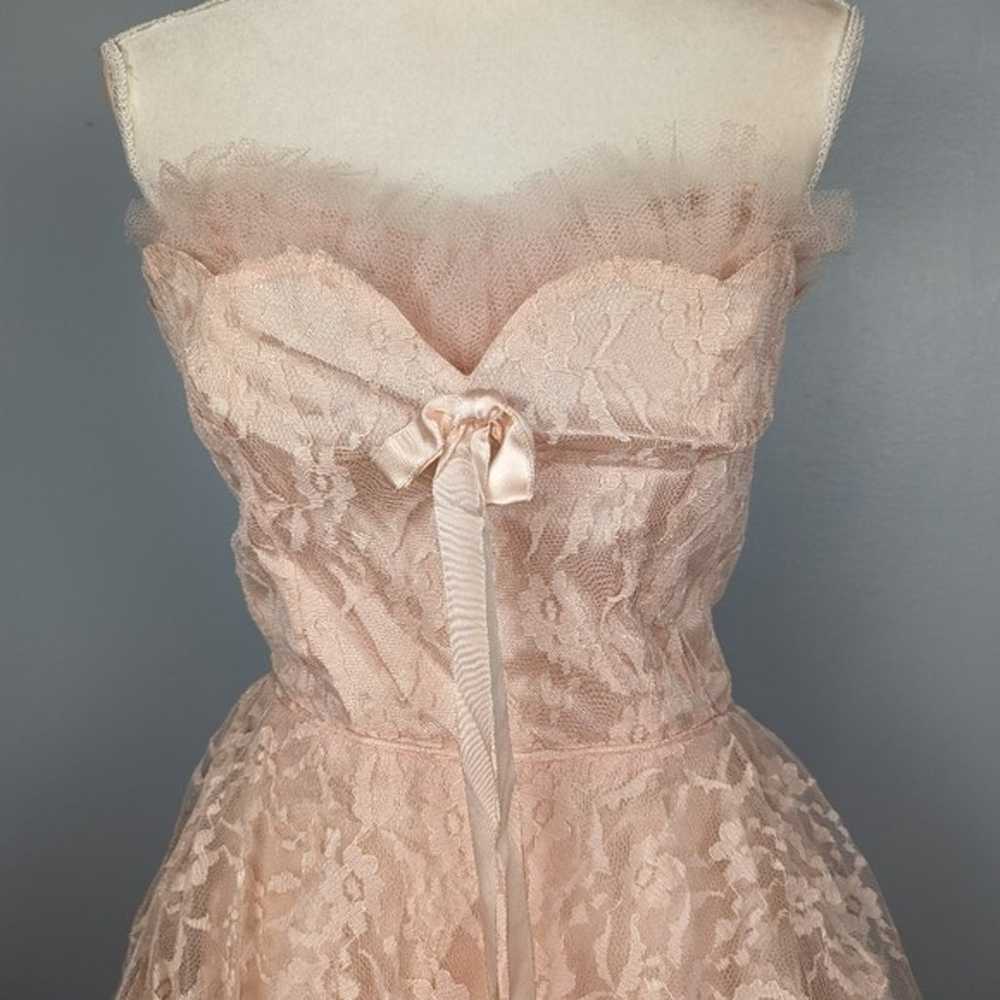 Vintage 1950s-60s peachy pink prom dress - image 10